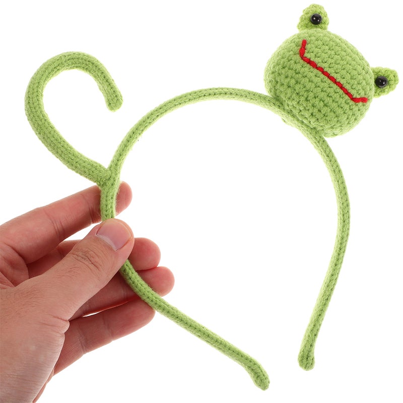 4 pcs DIY Handmade Knitted Frog Cartoon Headband Cute Animal Hair Accessory for Women Suitable for Makeup Skincare Spa and Costume Parties - Image 5