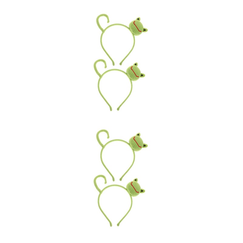 4 pcs DIY Handmade Knitted Frog Cartoon Headband Cute Animal Hair Accessory for Women Suitable for Makeup Skincare Spa and Costume Parties - Image 1
