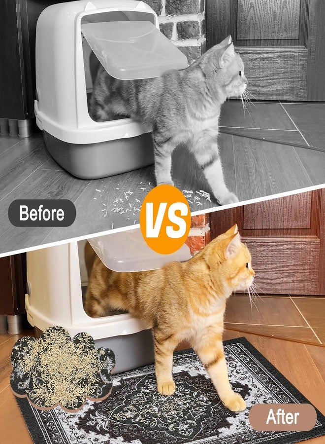Glittme Cat Litter Mat with Non-Slip Bottom Litter Box Mat 33"X22" Litter Trapping Mat Easy to Clean Washable Cat Food Mat for Kitty,L - Image 3