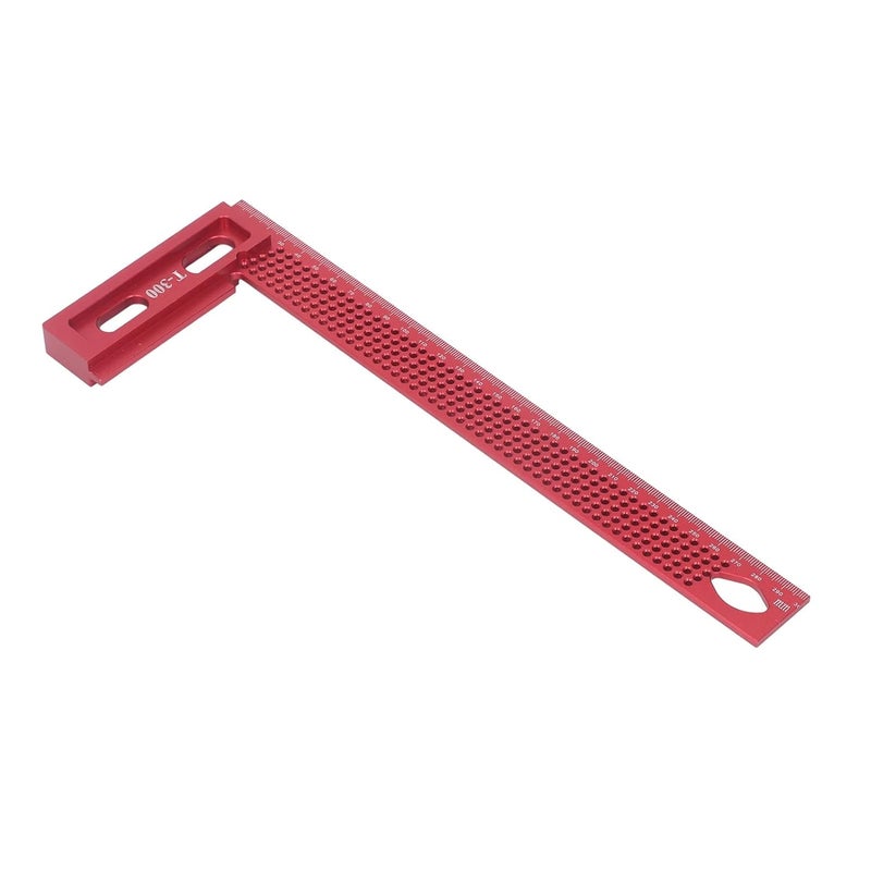 مسطرة نجارة زاوية قائمة احترافية من سبائك الألومنيوم 300 مم باللون الأحمر، أداة نجارة خشب - Image 5