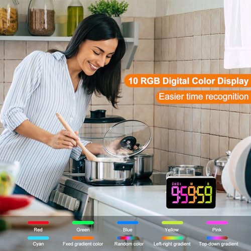 PERSUPER Kitchen Digital Timer, Count Down Up, Rechargeable, Vibration Mode Adjustable Volume and Brightness LED Display, Time Management Cook, Desk, Kids Adults Study Teaching, Kitchen Gadgets - Image 2