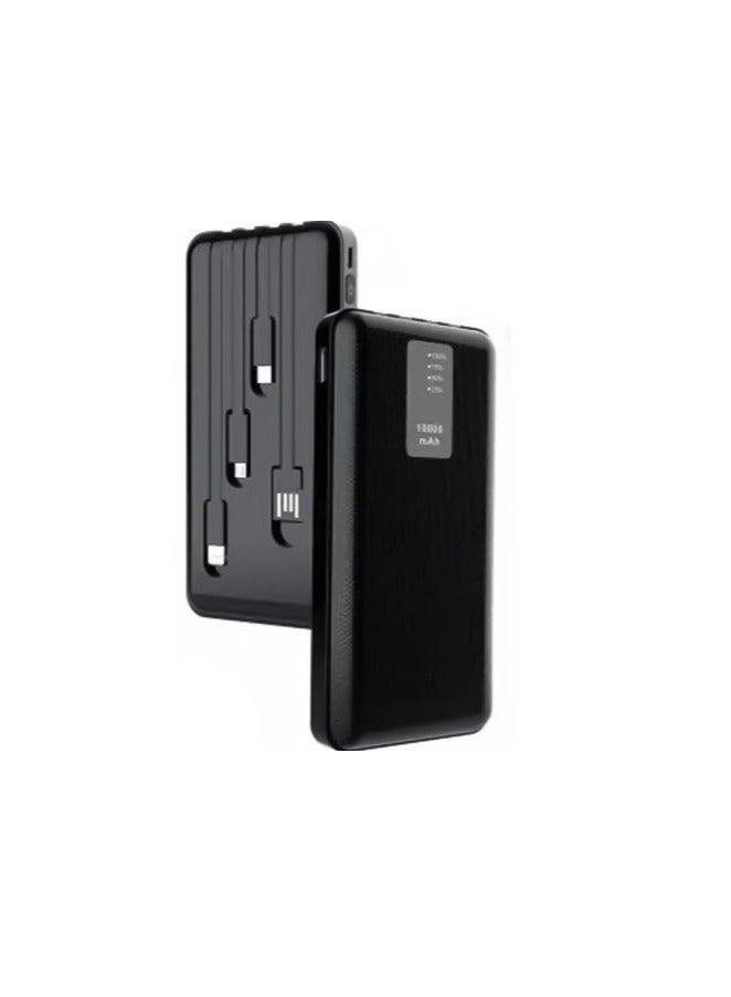 ريبنيو بنك الطاقة بقوة 10000 مللي أمبير في الساعة مع كابلات شحن مدمجة 4 في 1 (Type-c Micro Lightning USB-A) IT Holy P101 - أسود - Image 1