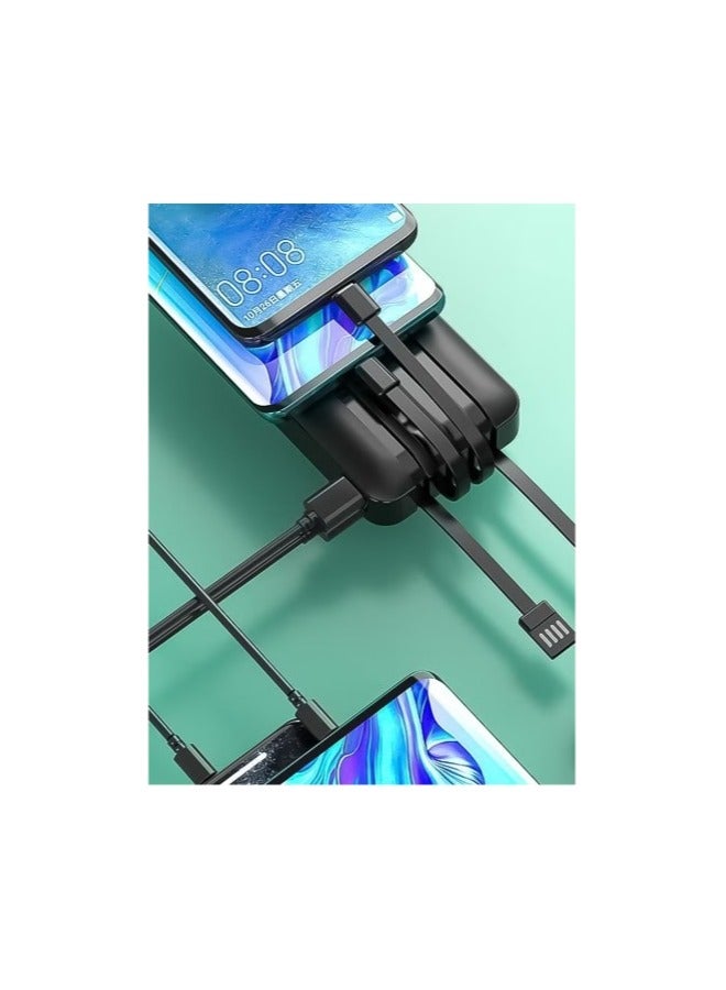 ريبنيو بنك الطاقة بقوة 10000 مللي أمبير في الساعة مع كابلات شحن مدمجة 4 في 1 (Type-c Micro Lightning USB-A) IT Holy P101 - أسود - Image 2