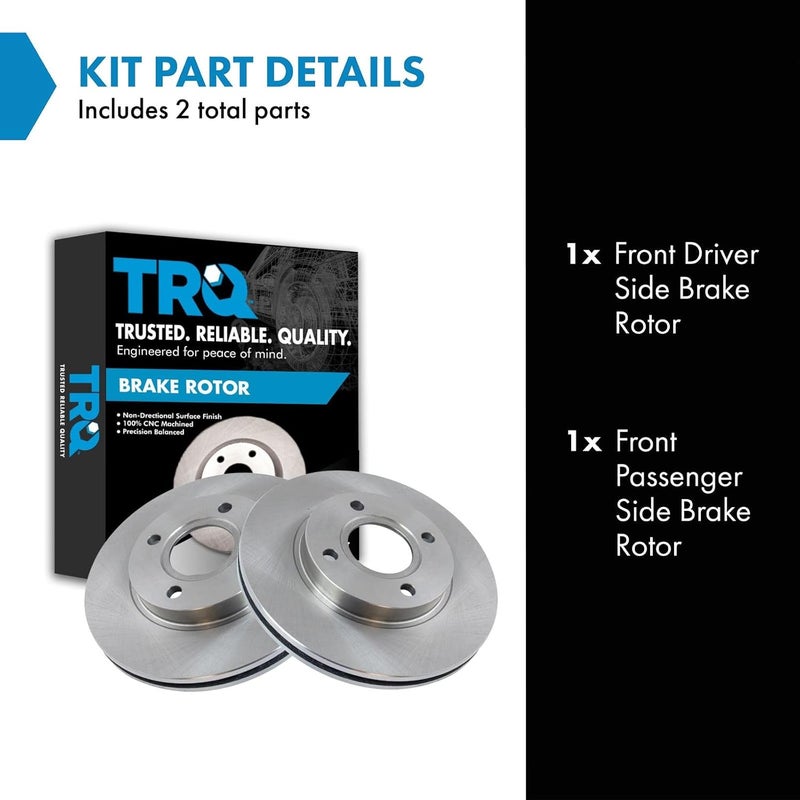 TRQ Front Brake Rotors Set Vented Compatible with 2000-2004 Ford Focus - Image 2