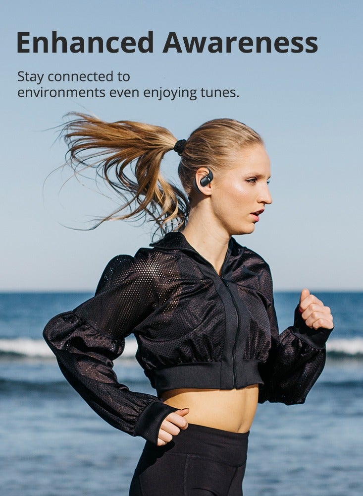 ترونسمارت سماعات ترونسمارت أوبن فلاي ٢ برو - سماعات بلوتوث ٥.٣ مفتوحة الأذن، مزودة بتقنية التوصيل العظمي، وميكروفونات ENC، ومقاومة للماء بمعيار IPX5، وبطارية تدوم ١٦ ساعة، وخفيفة الوزن للرياضة والجري - لون أسود - Image 5