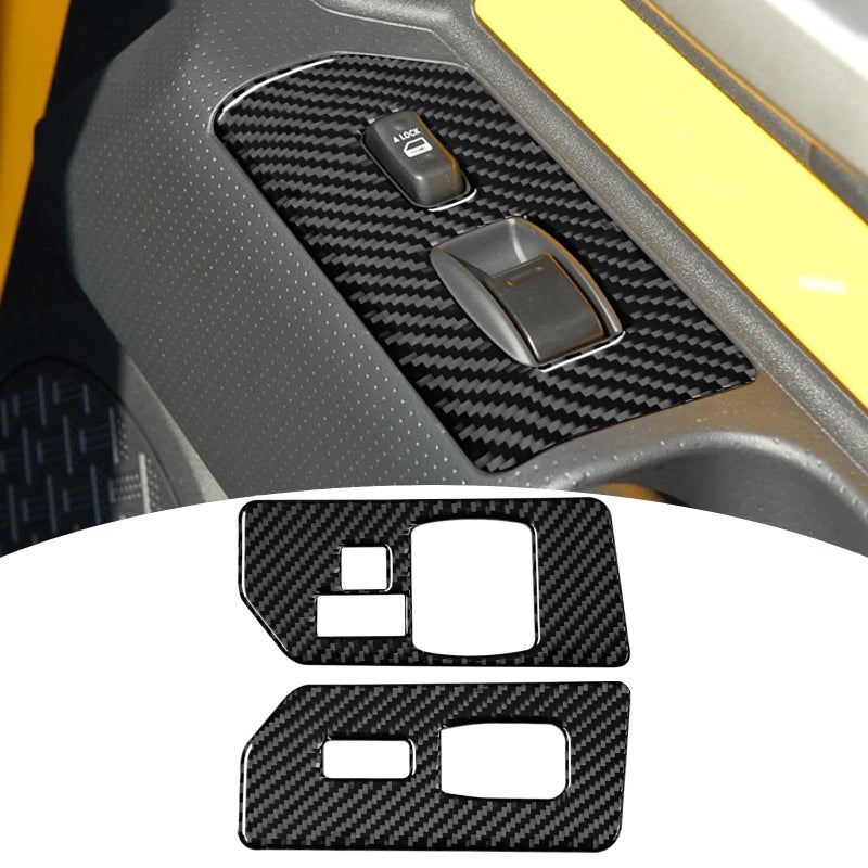 Bilisin Compatible with Carbon Fiber Car Window Lift Switch Button Control Sticker Interior Accessories Decoration for Toyota FJ Cruiser 20072021Black
