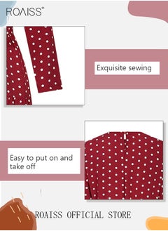 roaiss Women's Long Sleeve Vintage Polka Dot Robe Long Skirt Fashion Belt Large Hem Islamic Muslim Clothing  - Image 4