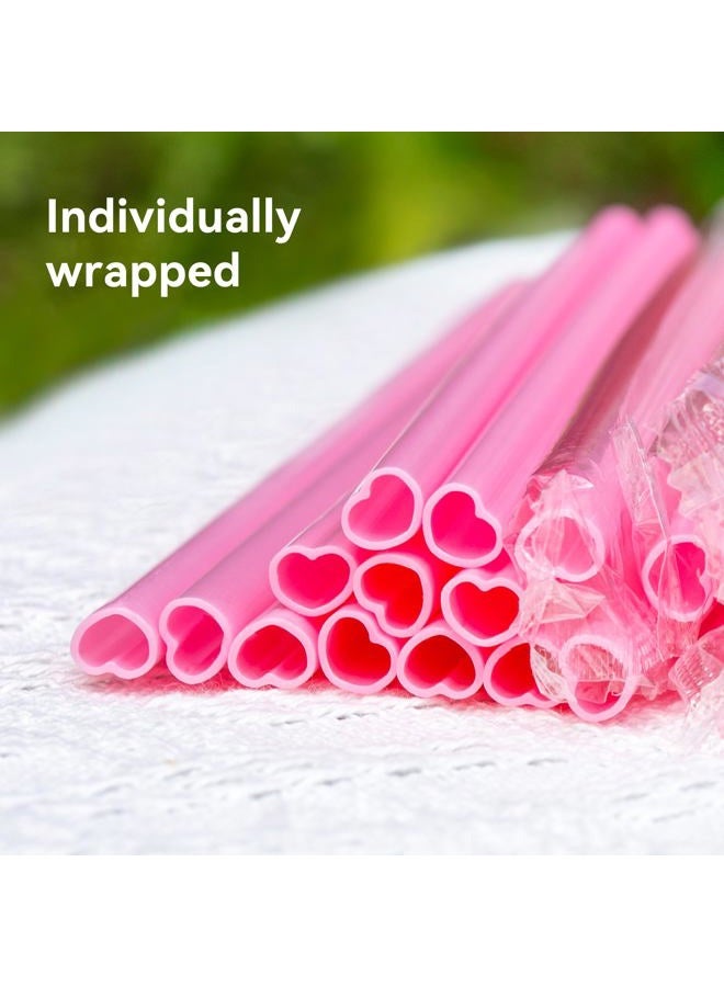 Prurex 50pcs Heart Straws 8mm-Individually Wrapped for Valentine's Gifts, Weddings & Parties ，Romantic Parties(Red/Pink) - Image 5