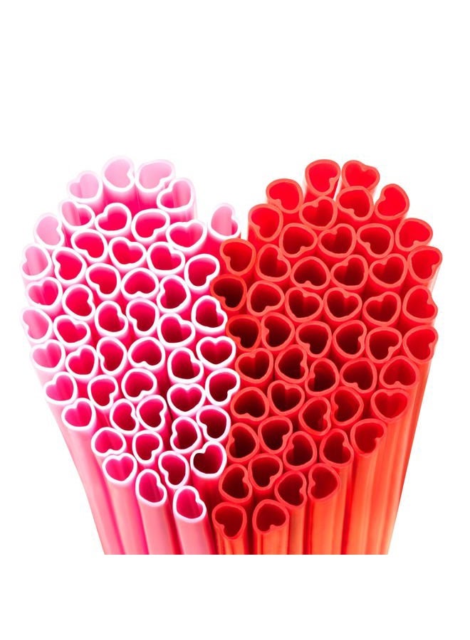 Prurex 50pcs Heart Straws 8mm-Individually Wrapped for Valentine's Gifts, Weddings & Parties ，Romantic Parties(Red/Pink) - Image 1