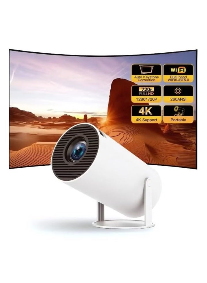 جهاز عرض ذكي صغير، محمول مدمج بشبكة واي فاي، أندرويد 11، جهاز عرض FHD 1080P يدعم 50000 ساعة، جهاز عرض LED تلقائي مع تصحيح الانحراف الأفقي مع دوران 380 درجة للهاتف، 1280 × 720 مع ذاكرة قراءة فقط 8 جيجابايت