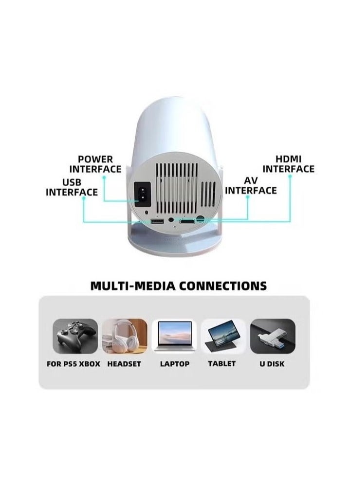 جهاز عرض ذكي صغير، محمول مدمج بشبكة واي فاي، أندرويد 11، جهاز عرض FHD 1080P يدعم 50000 ساعة، جهاز عرض LED تلقائي مع تصحيح الانحراف الأفقي مع دوران 380 درجة للهاتف، 1280 × 720 مع ذاكرة قراءة فقط 8 جيجابايت
