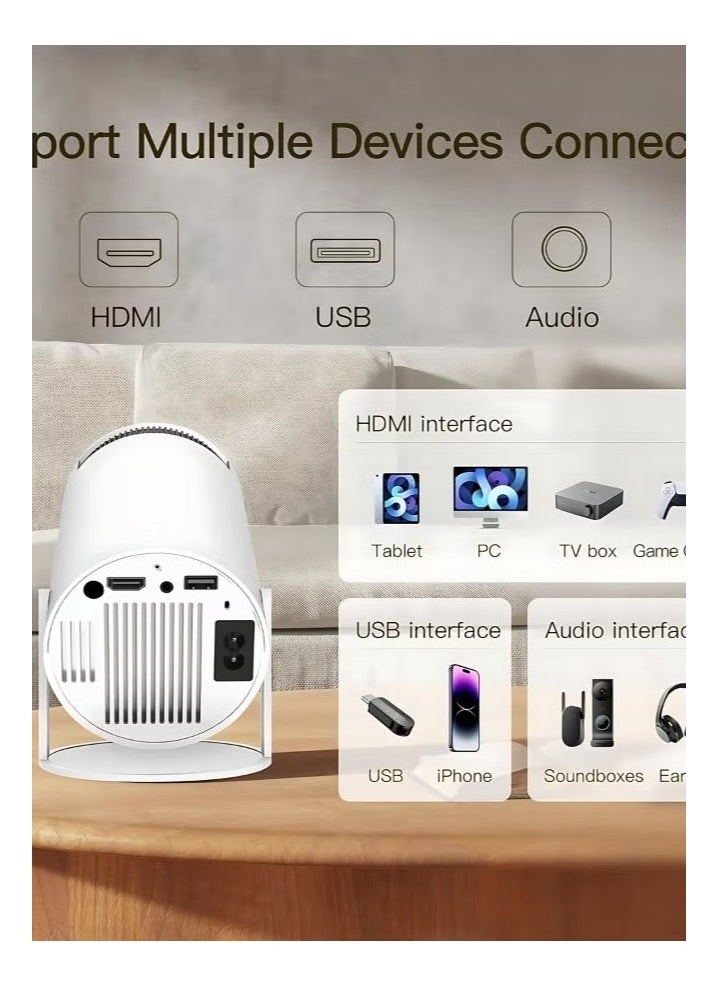 جهاز عرض ذكي صغير، محمول مدمج بشبكة واي فاي، أندرويد 11، جهاز عرض FHD 1080P يدعم 50000 ساعة، جهاز عرض LED تلقائي مع تصحيح الانحراف الأفقي مع دوران 380 درجة للهاتف، 1280 × 720 مع ذاكرة قراءة فقط 8 جيجابايت
