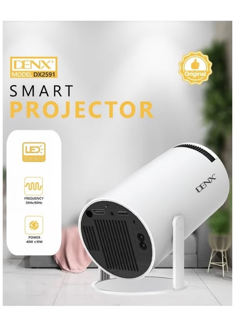 جهاز عرض ذكي صغير، محمول مدمج بشبكة واي فاي، أندرويد 11، جهاز عرض FHD 1080P يدعم 50000 ساعة، جهاز عرض LED تلقائي مع تصحيح الانحراف الأفقي مع دوران 380 درجة للهاتف، 1280 × 720 مع ذاكرة قراءة فقط 8 جيجابايت