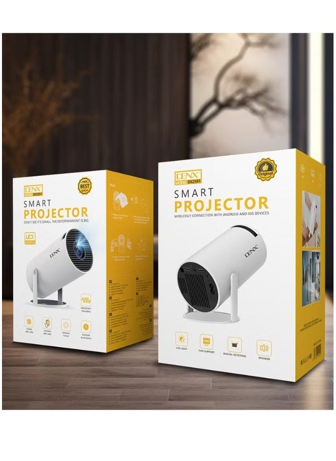 جهاز عرض ذكي صغير، محمول مدمج بشبكة واي فاي، أندرويد 11، جهاز عرض FHD 1080P يدعم 50000 ساعة، جهاز عرض LED تلقائي مع تصحيح الانحراف الأفقي مع دوران 380 درجة للهاتف، 1280 × 720 مع ذاكرة قراءة فقط 8 جيجابايت