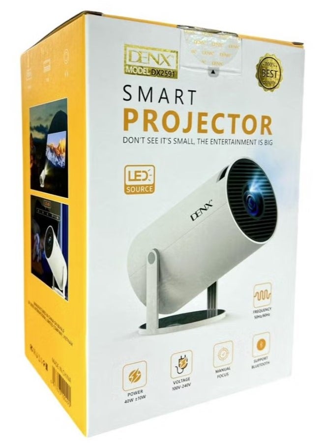 جهاز عرض ذكي صغير، محمول مدمج بشبكة واي فاي، أندرويد 11، جهاز عرض FHD 1080P يدعم 50000 ساعة، جهاز عرض LED تلقائي مع تصحيح الانحراف الأفقي مع دوران 380 درجة للهاتف، 1280 × 720 مع ذاكرة قراءة فقط 8 جيجابايت