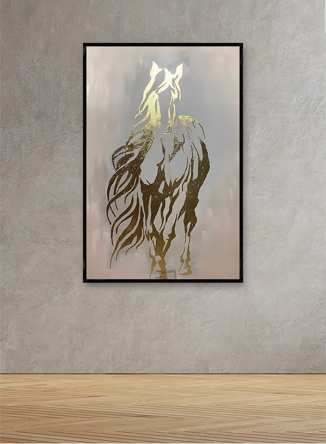 Marktna Canvas Wall Art For Wall Decoration Horses Design With A Hollow Black Frame Size 120x80cm One Piece - Image 1