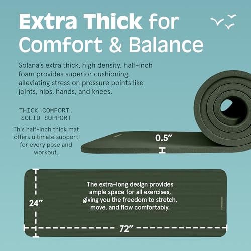 Retrospec Solana Yoga Mat 1/2" Thick w/Nylon Strap for Men & Women - Non Slip Excercise Mat for Yoga, Pilates, Stretching, Floor & Fitness Workouts, Wild Spruce, 4446 - Image 3