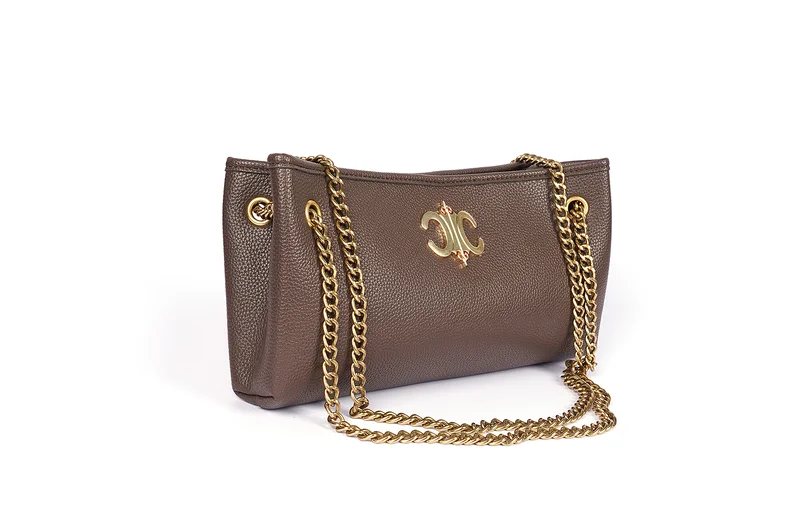 Cuple Pebbled faux leather shoulder bag with chain strap