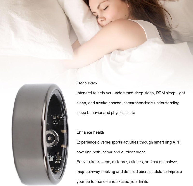 GOWENIC Smart Ring Health Tracker, Sleep Tracking Wearable Waterproof Fitness Tracker Rings with 24 Hours Monitoring, 5-7 Days Battery Life, Size 8 (Black) - Image 3