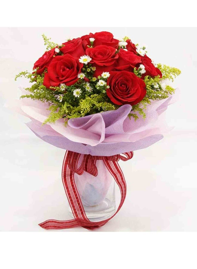 Carmel Flowers Round Bunch Of 12 Red Roses