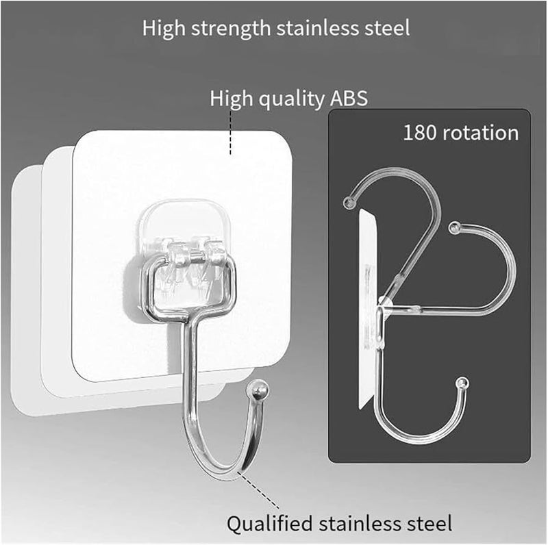 خطافات شفافة ذاتية اللصق متينة تتحمل حتى 50 رطلاً قابلة للإزالة دون بقايا عبوة من 10 قطع - Image 4