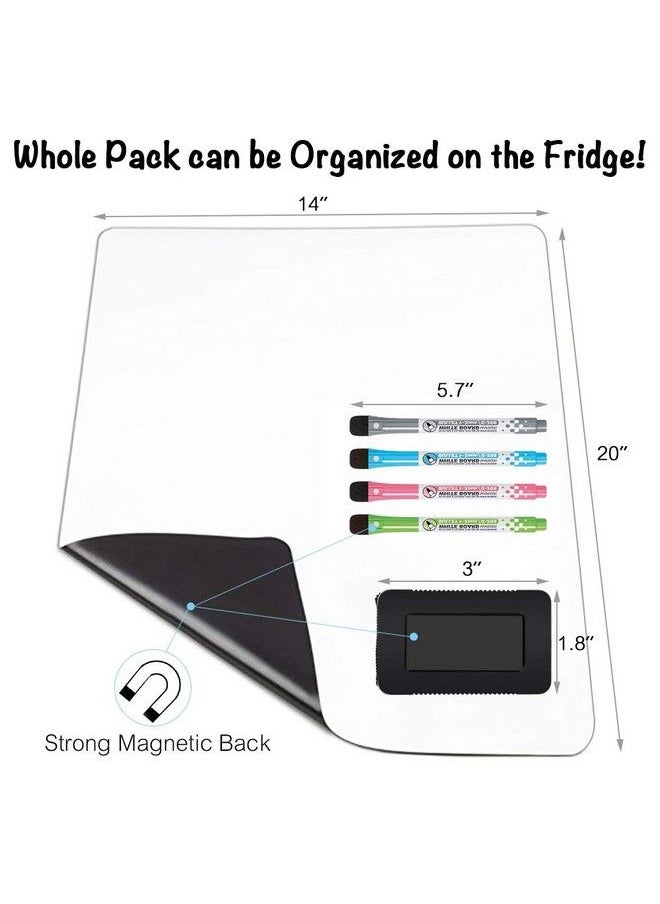 SSAWcasa - Magnetic Dry Erase Whiteboard For Fridge20X14In Dry Erase Board For Refrigeratormagnetic Self Adhesive White Board Sheet Reminder Notepad With Eraser Marker For Memo Grocery List Office Note Planner - Image 1