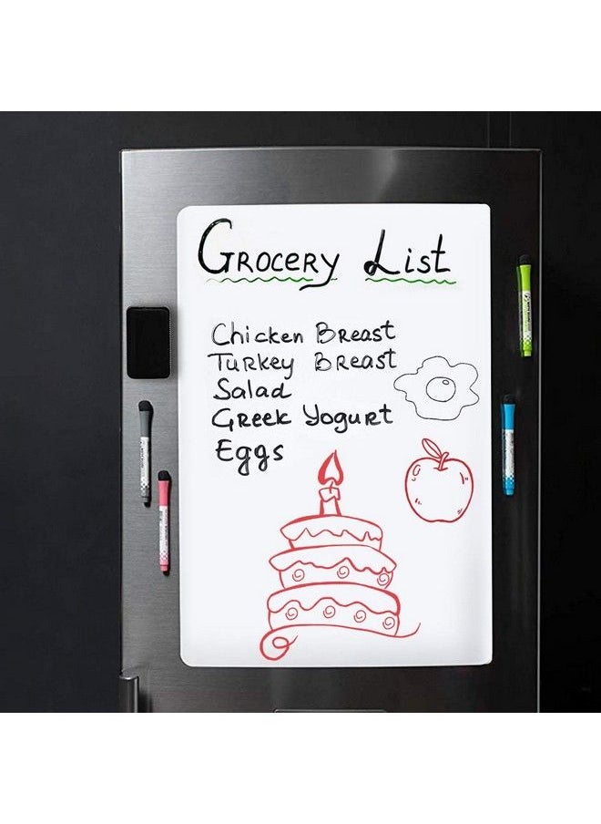 SSAWcasa - Magnetic Dry Erase Whiteboard For Fridge20X14In Dry Erase Board For Refrigeratormagnetic Self Adhesive White Board Sheet Reminder Notepad With Eraser Marker For Memo Grocery List Office Note Planner - Image 1