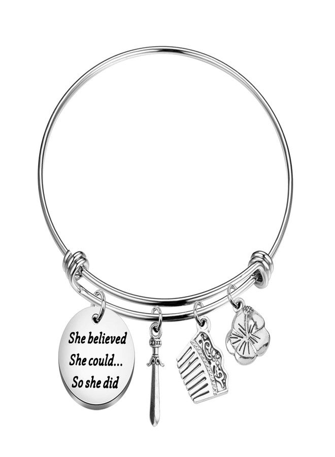 PLITI Princess Gift Princess Fan Gift She Believed She Could So She Did Princess Inspirational Bracelet For Fairy Tale Lover (believed sword comb bg) - Image 1