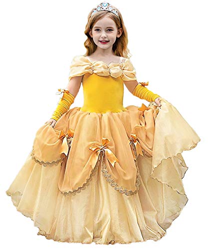 Axaxa Belle Princess Dresses for Girls Belle Costume for Girls Cosplay Halloween Gown Party - Image 1