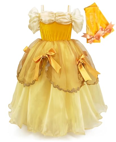 Axaxa Belle Princess Dresses for Girls Belle Costume for Girls Cosplay Halloween Gown Party - Image 5