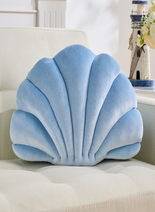 Vdoioe Shell Pillow，Seashell Decorative Pillow Light Blue Seashell Shaped Throw Pillows 13x10 Inch Decorative Room Decor Cute Pillows for Couch Bed Home Decor - Image 1
