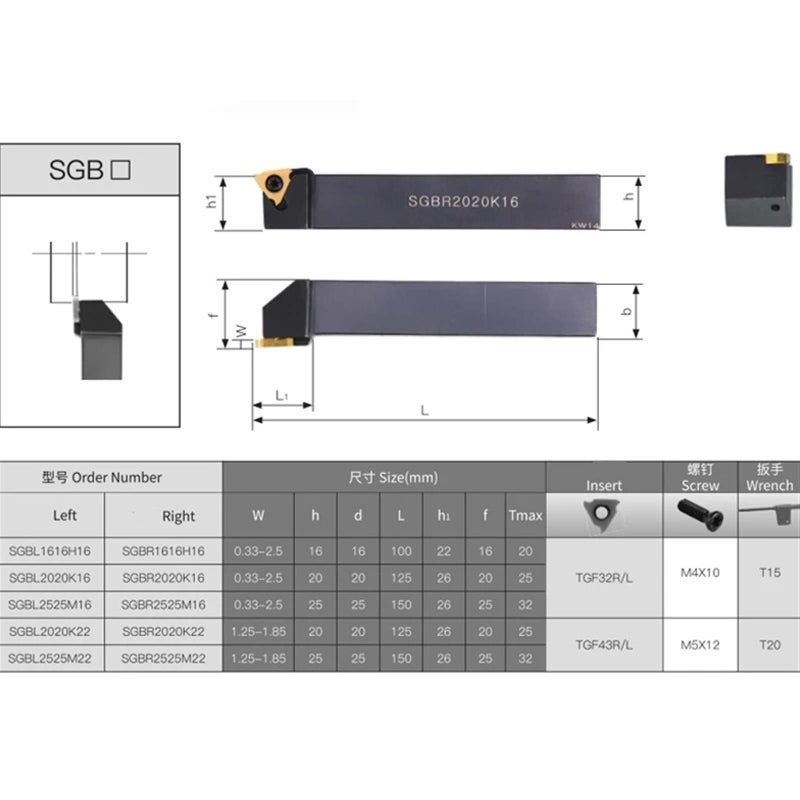SGBL2020K16 External Grooving Turning Tool Lathe Cutting Handle Without Inserts - Image 4