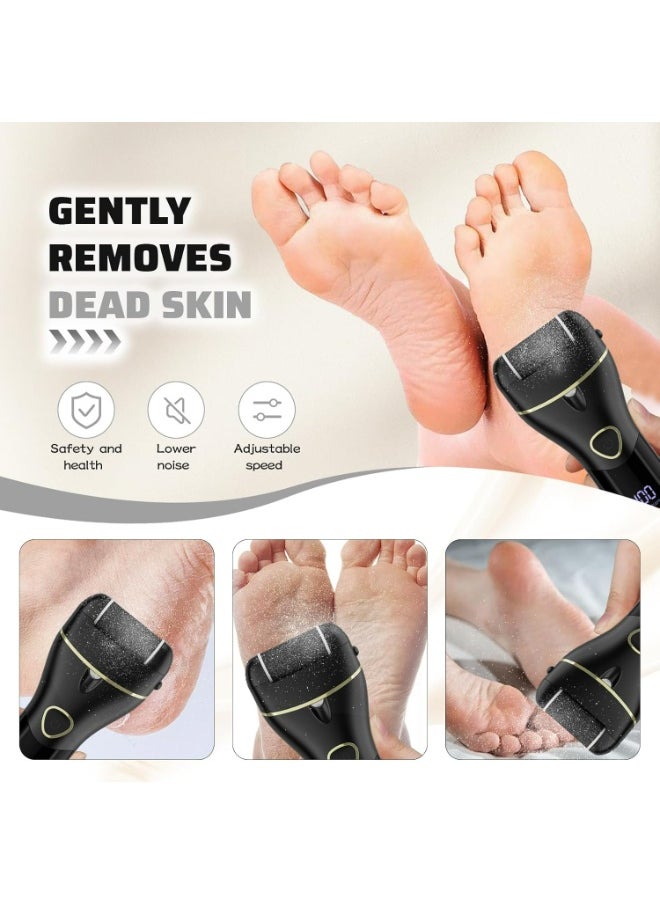 Generic ElectricCallus Remover for Feet, 16-in-1 Professional Pedicure Tools Foot Care Kit, Foot Scrubber Electric Feet File Pedi for Hard Cracked Dry Dead Skin, 3 Rollers, 2 Speed, Battery Display  - Image 3