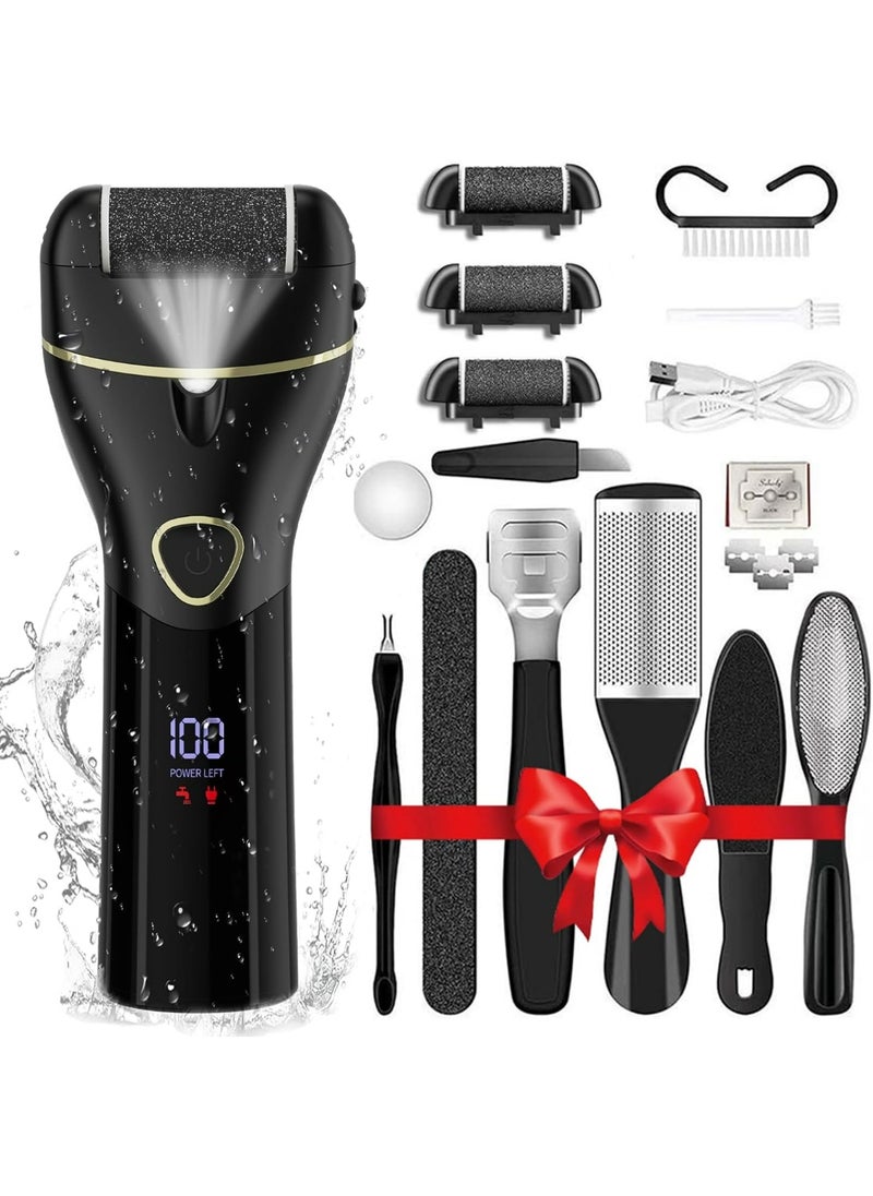 Generic ElectricCallus Remover for Feet, 16-in-1 Professional Pedicure Tools Foot Care Kit, Foot Scrubber Electric Feet File Pedi for Hard Cracked Dry Dead Skin, 3 Rollers, 2 Speed, Battery Display  - Image 1