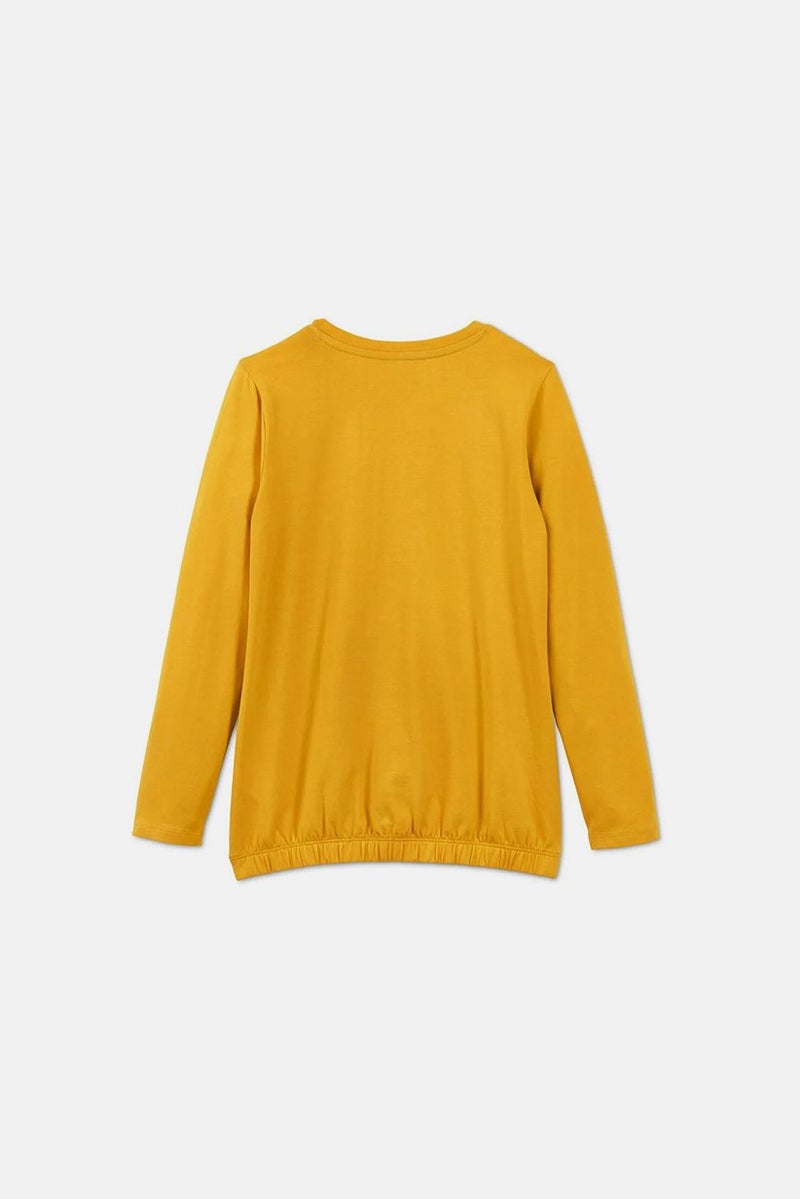 Tchibo Toddler Girls Textured Long Sleeve Top, Yellow - Image 2