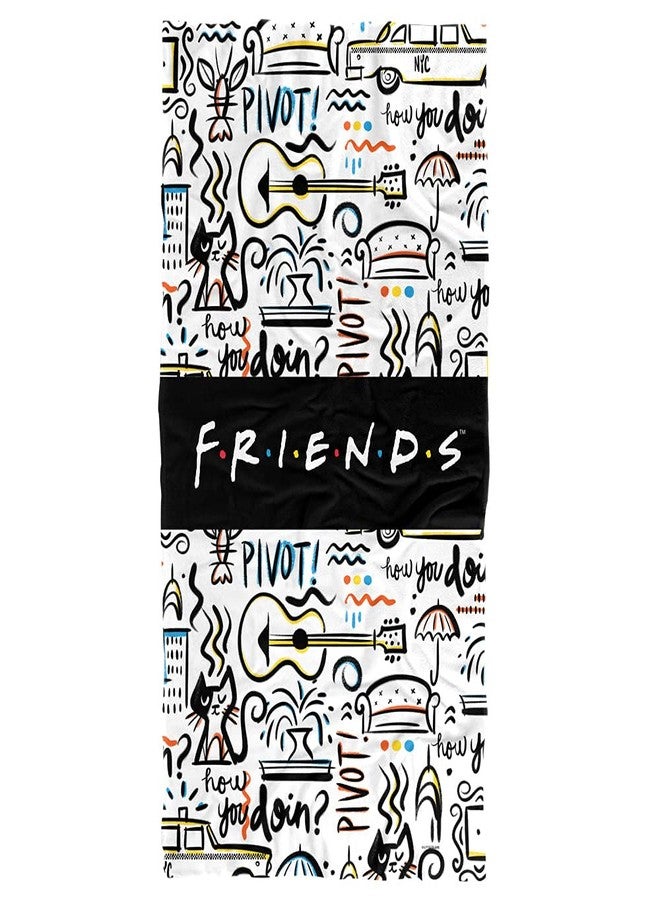 LOGOVISION Friends Let's Be Friends Pattern Officially Licensed Beach Towel 30" X 60" - Image 1