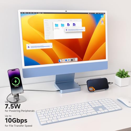 Minisopuru iExpandMate DS802PRO iMac Accessories with 4K@60Hz HDMI, USB C Charging, 2.5GbE, 4TB M.2 SSD Enclosure, USB C Hub for iMac 24 inch M1/M3/M4, iMac Hub with 4 x USB, SD/TF, Audio | Blue - Image 4