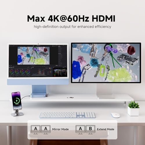 Minisopuru iExpandMate DS802PRO iMac Accessories with 4K@60Hz HDMI, USB C Charging, 2.5GbE, 4TB M.2 SSD Enclosure, USB C Hub for iMac 24 inch M1/M3/M4, iMac Hub with 4 x USB, SD/TF, Audio | Blue - Image 3