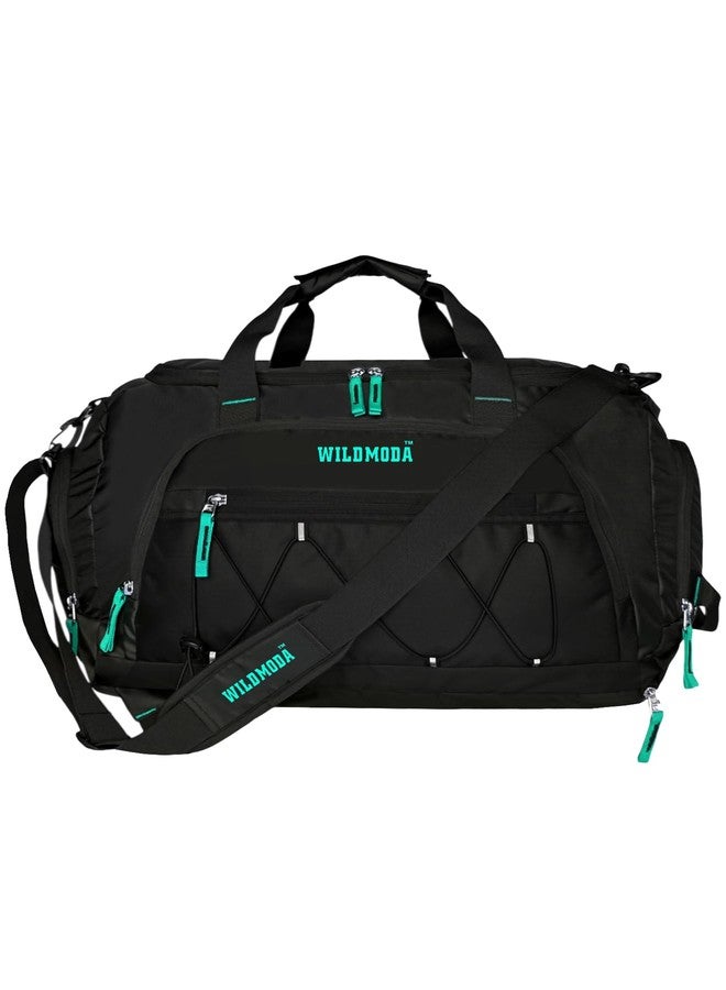 WILD MODA 50L Duffel Travel Bag with Multiple Pockets | Ideal for Gym & Outdoor Trips (Black & Blue) - Image 1