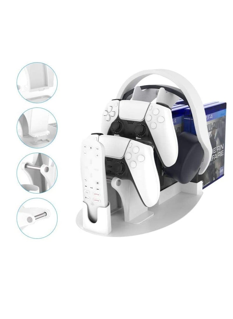 Excefore - Controller Holder,Controller Stand for PS5 Dualsense,Game Disc/Controller/Headphone Storage Rack for Xbox Series X|S,PS5,Switch Game Controller Organizer for Desk Mount & Storage-White - Image 1