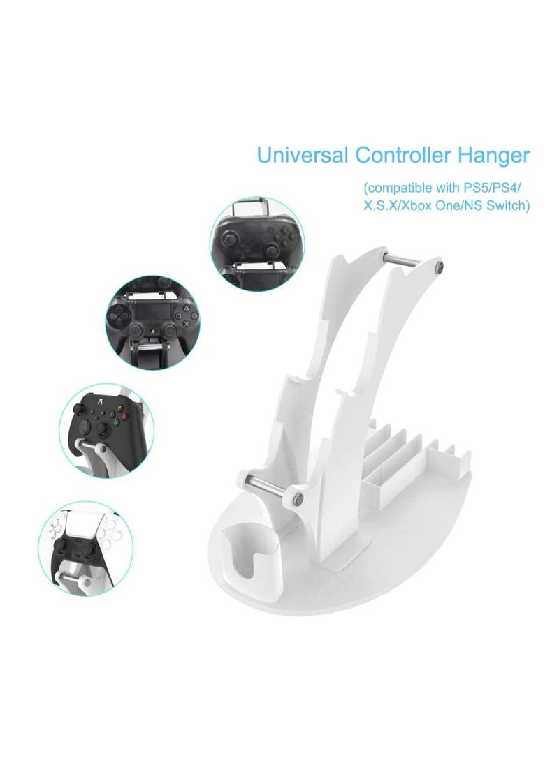 Excefore - Controller Holder,Controller Stand for PS5 Dualsense,Game Disc/Controller/Headphone Storage Rack for Xbox Series X|S,PS5,Switch Game Controller Organizer for Desk Mount & Storage-White - Image 1