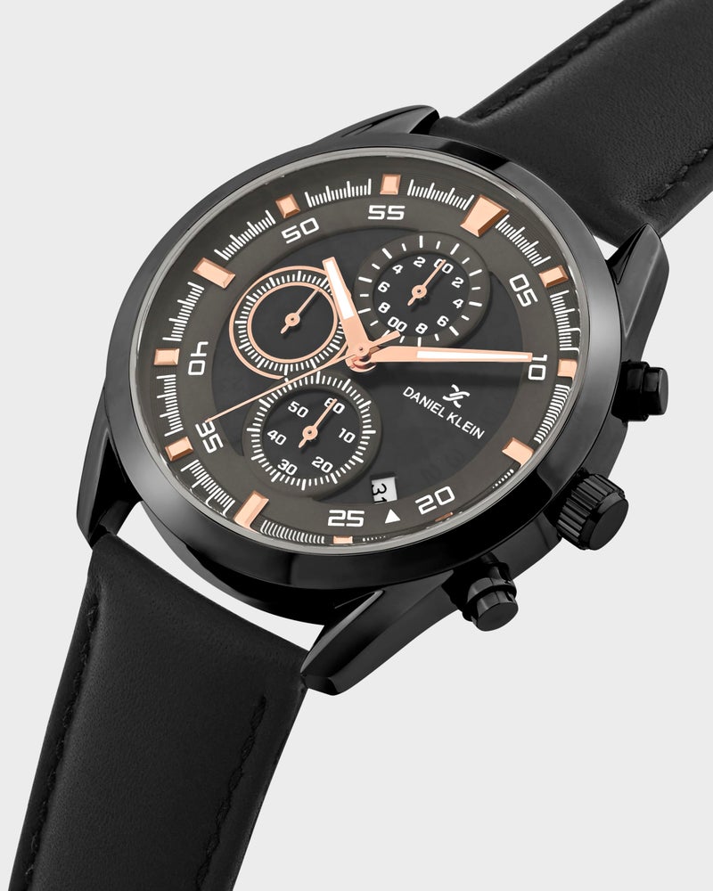 Daniel Klein Grey Dial with Leather Strap Watch for Men - DK.1.14291-3 - Image 3