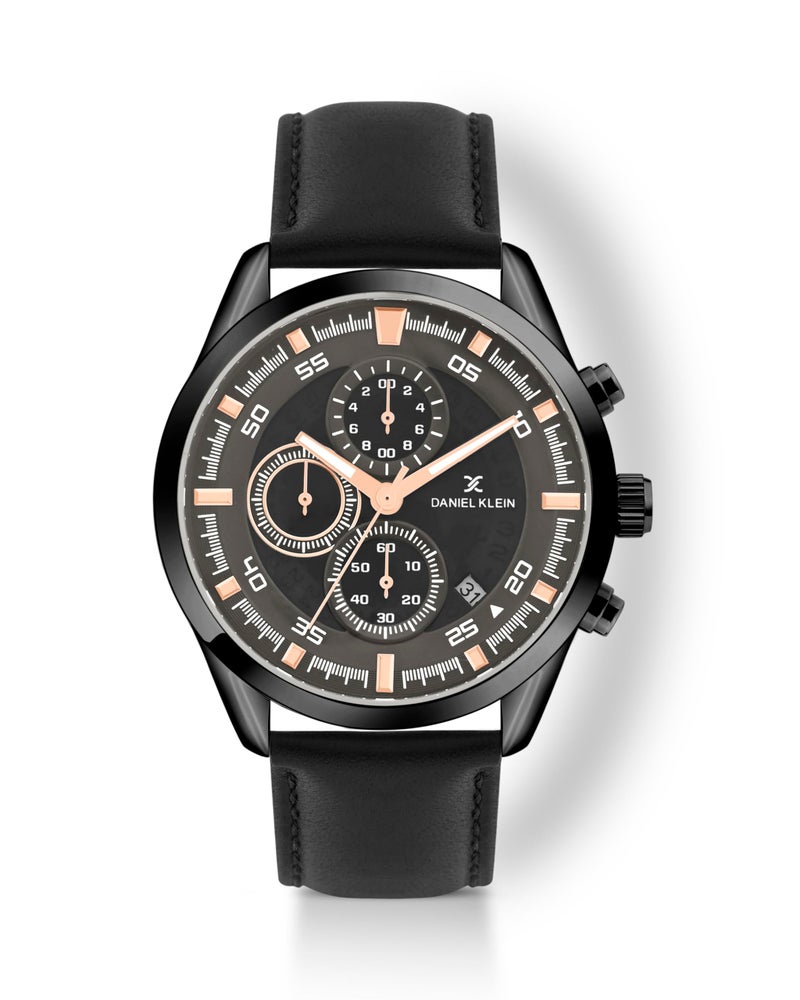 Daniel Klein Grey Dial with Leather Strap Watch for Men - DK.1.14291-3 - Image 1