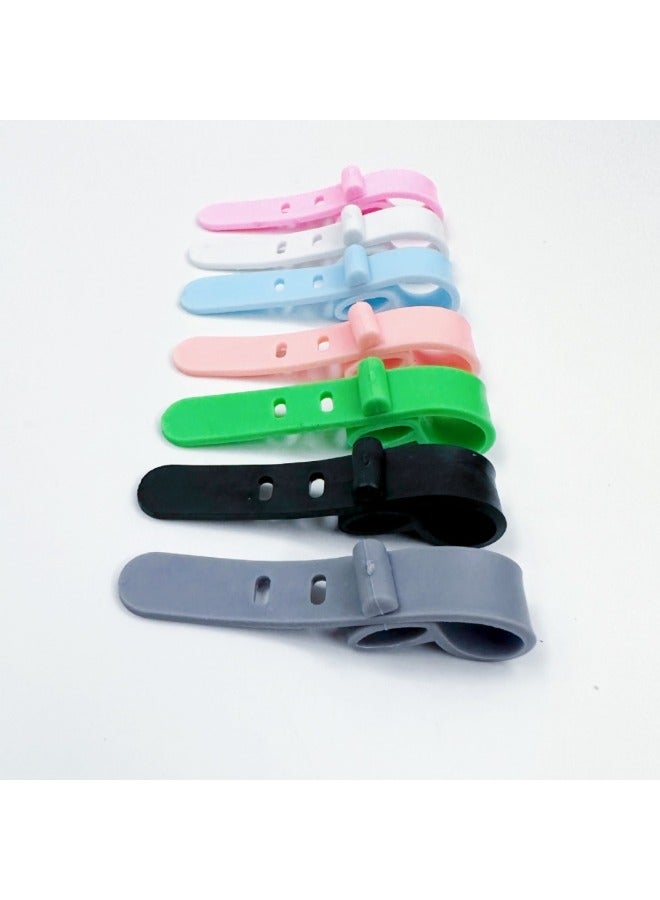 Loquat 3-hole Earphone Charging Cable Storage With Soft Rubber Strap Silicone Cable Tie Winder Anti-loss Manufacturer-Color:Black 3 Holes (80mm Flat Buckle Head) - Image 4