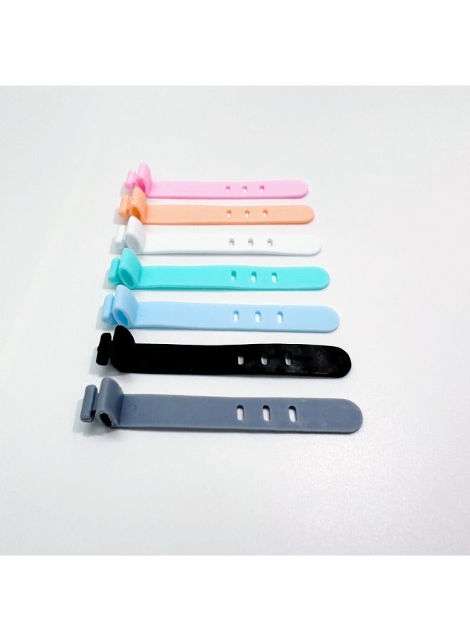 Loquat 3-hole Earphone Charging Cable Storage With Soft Rubber Strap Silicone Cable Tie Winder Anti-loss Manufacturer-Color:Black 3 Holes (80mm Flat Buckle Head) - Image 3