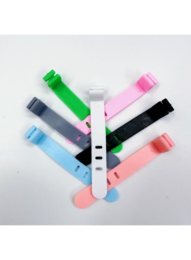 Loquat 3-hole Earphone Charging Cable Storage With Soft Rubber Strap Silicone Cable Tie Winder Anti-loss Manufacturer-Color:Black 3 Holes (80mm Flat Buckle Head) - Image 5