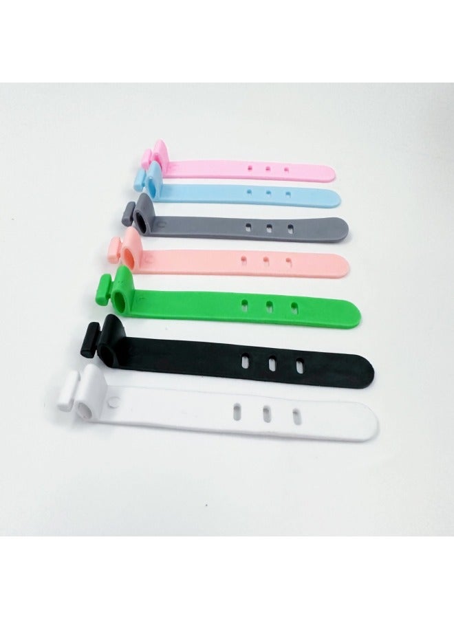 Loquat 3-hole Earphone Charging Cable Storage With Soft Rubber Strap Silicone Cable Tie Winder Anti-loss Manufacturer-Color:Black 3 Holes (80mm Flat Buckle Head) - Image 2