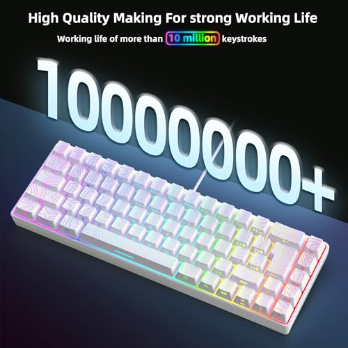 Snpurdiri 65% Wired Gaming Keyboard, 68 Keys RGB Backlit Ultra-Compact Small Gaming Keyboard, for PC/Mac Gamer, Typist, Travel, Easy to Carry on Business Trip White - Image 3