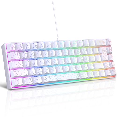 Snpurdiri 65% Wired Gaming Keyboard, 68 Keys RGB Backlit Ultra-Compact Small Gaming Keyboard, for PC/Mac Gamer, Typist, Travel, Easy to Carry on Business Trip White - Image 1