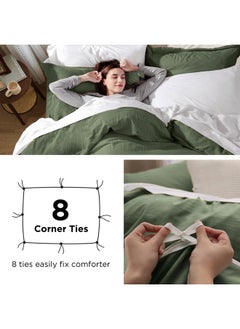 Bedsure Bedsure Olive Green Duvet Cover Full Size - Soft Prewashed Full Duvet Cover Set, 3 Pieces, 1 Duvet Cover 80x90 Inches with Zipper Closure and 2 Pillow Shams, Comforter Not Included  - Image 5